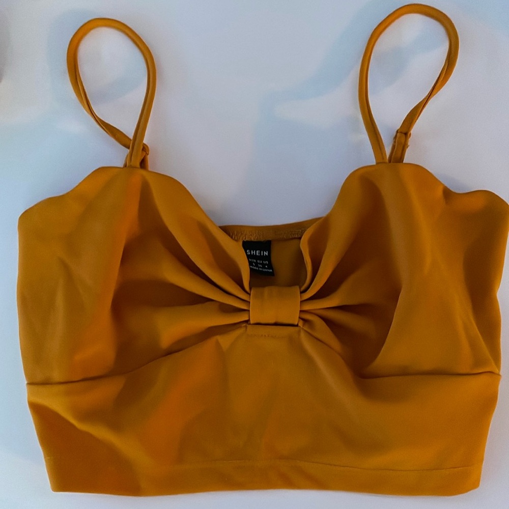 Shein Mustard yellow cropped tank top